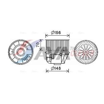 Moteur électrique, pulseur d'air habitacle AVA QUALITY COOLING OEM 6G9T18456AA