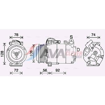Compresseur, climatisation AVA QUALITY COOLING OEM gv6119d629db