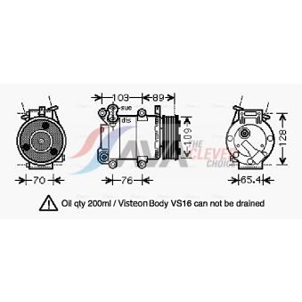 Compresseur, climatisation AVA QUALITY COOLING OEM 36002859