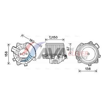 Moteur électrique, pulseur d'air habitacle AVA QUALITY COOLING FT8409