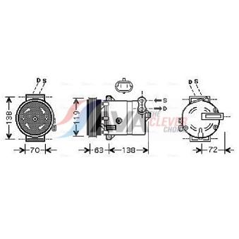 Compresseur, climatisation AVA QUALITY COOLING OEM 0000055192057