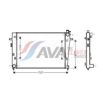 Radiateur, refroidissement du moteur AVA QUALITY COOLING HY2204