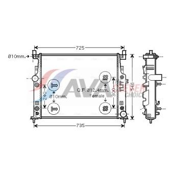 Radiateur, refroidissement du moteur AVA QUALITY COOLING MSA2436
