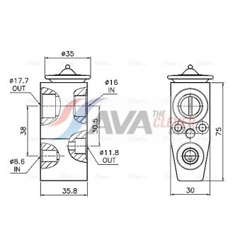 Détendeur, climatisation AVA QUALITY COOLING OEM 1618226 Détendeur, climatisation AVA QUALITY COOLING OEM 1618226