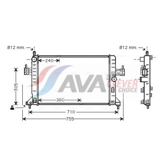 Radiateur, refroidissement du moteur AVA QUALITY COOLING OL2305
