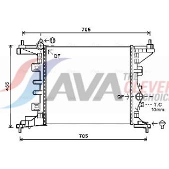 Radiateur, refroidissement du moteur AVA QUALITY COOLING OL2568