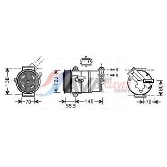 Compresseur, climatisation AVA QUALITY COOLING OEM r1580074