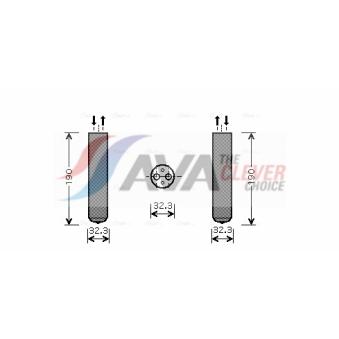 Filtre déshydratant, climatisation AVA QUALITY COOLING OEM 9194971 Filtre déshydratant, climatisation AVA QUALITY COOLING OEM 9194971