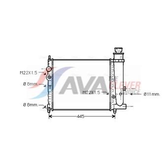 Radiateur, refroidissement du moteur AVA QUALITY COOLING [PE2073]