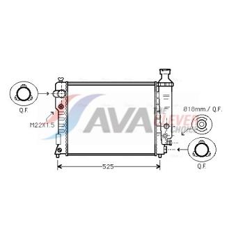 Radiateur, refroidissement du moteur AVA QUALITY COOLING [PE2124]
