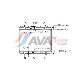 Radiateur, refroidissement du moteur AVA QUALITY COOLING PE2300 pour PEUGEOT PARTNER ORIGIN 1.4 - 75cv
