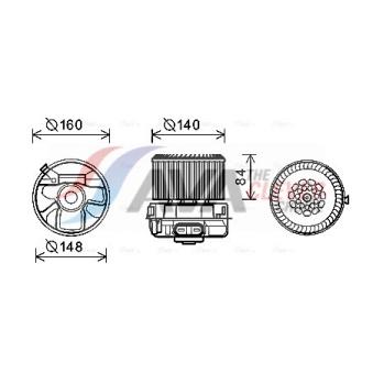 Moteur électrique, pulseur d'air habitacle AVA QUALITY COOLING OEM 6441V0