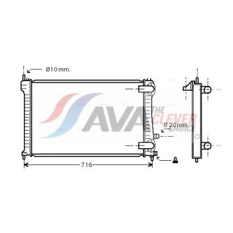 Radiateur, refroidissement du moteur AVA QUALITY COOLING [PEA2196]