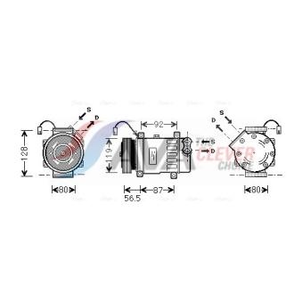 Compresseur, climatisation AVA QUALITY COOLING OEM 9645306580