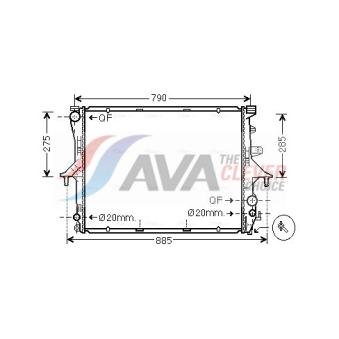 Radiateur, refroidissement du moteur AVA QUALITY COOLING OEM 7L6121099