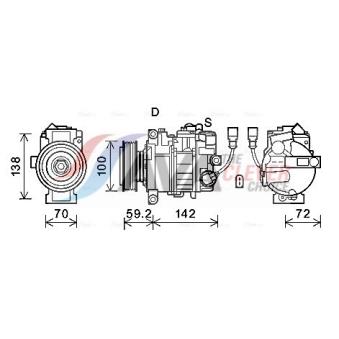 Compresseur, climatisation AVA QUALITY COOLING OEM 7E0820803E