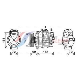 Compresseur, climatisation AVA QUALITY COOLING OEM 7L6820803H