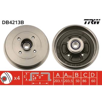 Tambour de frein TRW OEM 7700820816