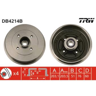 Tambour de frein TRW OEM 7700839322