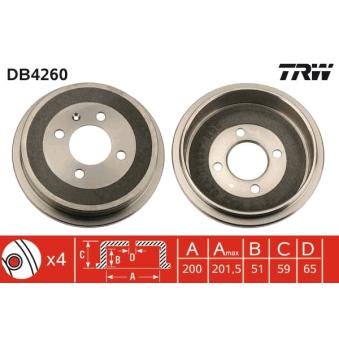 Tambour de frein TRW OEM 6X0609617A Tambour de frein TRW OEM 6X0609617A