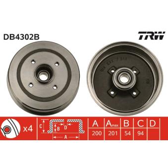 Tambour de frein TRW OEM 9196290