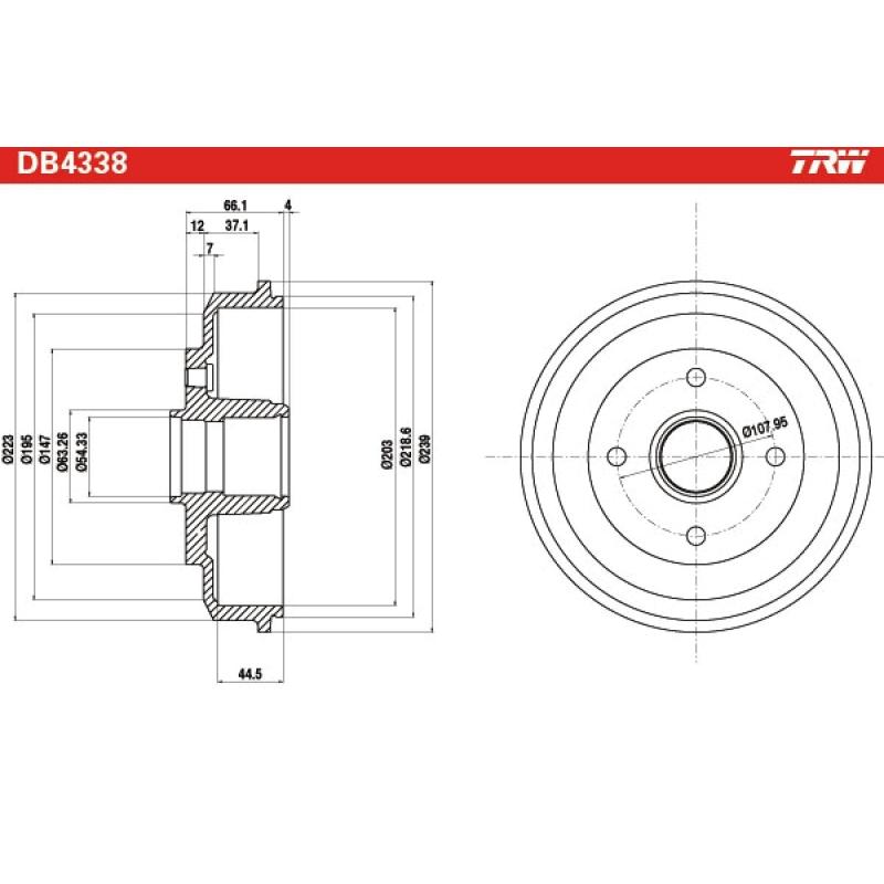 Tambour de frein TRW DB4338 - Visuel 1