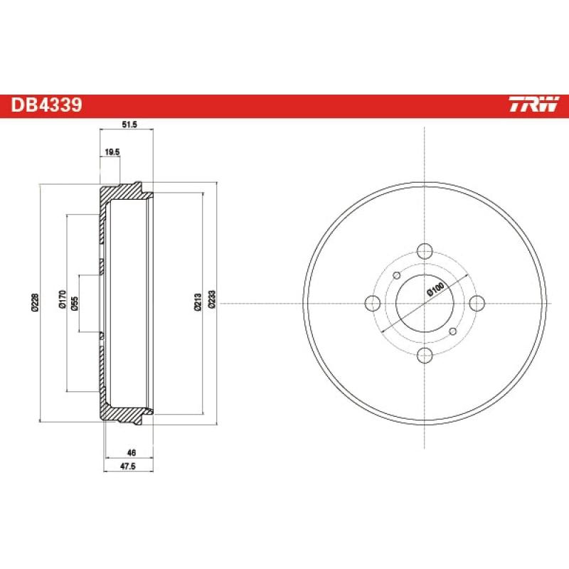 Tambour de frein TRW DB4339 - Visuel 1