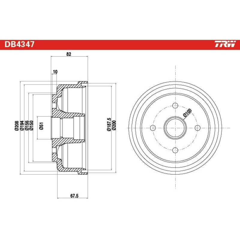 Tambour de frein TRW DB4347 - Visuel 1