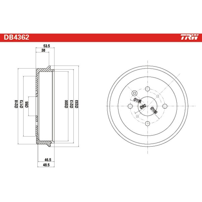 Tambour de frein TRW DB4362 - Visuel 1
