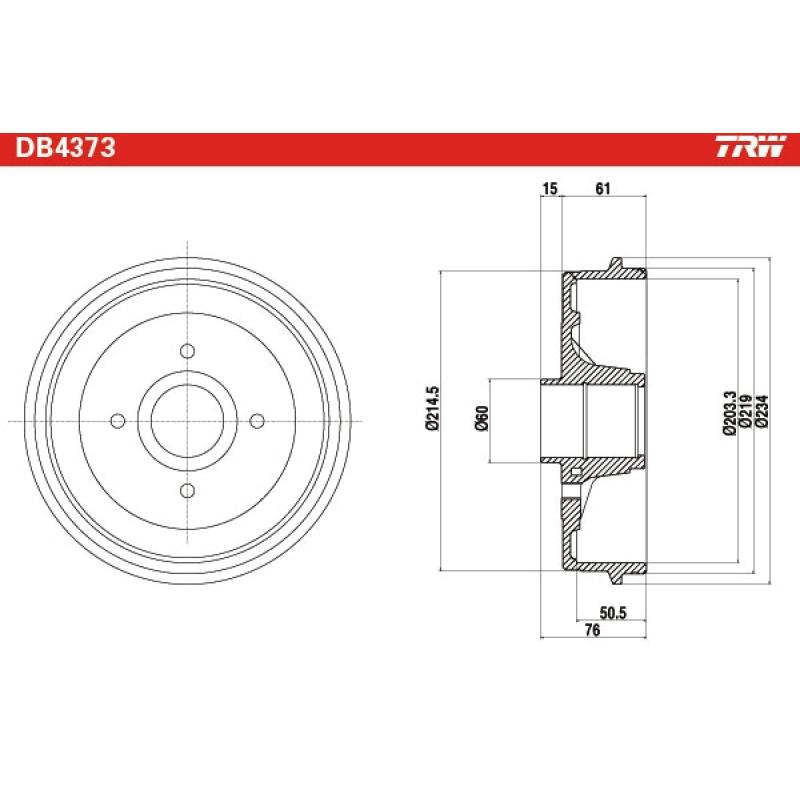 Tambour de frein TRW DB4373 - Visuel 1