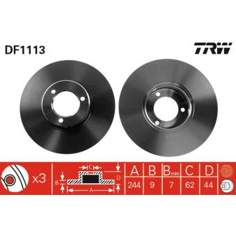 Jeu de 2 disques de frein avant TRW DF1113