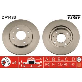Jeu de 2 disques de frein avant TRW OEM 3256152893