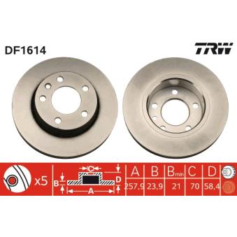 Jeu de 2 disques de frein avant TRW DF1614