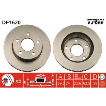Jeu de 2 disques de frein avant TRW OEM 1619053