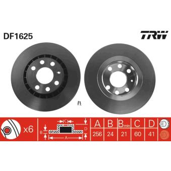 Jeu de 2 disques de frein avant TRW DF1625 pour HYUNDAI I40 2.0 - 110cv