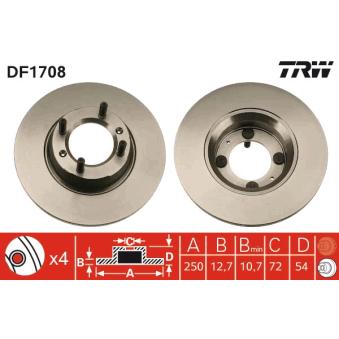 Jeu de 2 disques de frein avant TRW DF1708