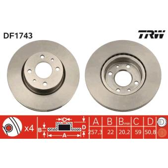 Jeu de 2 disques de frein avant TRW OEM 0060812685