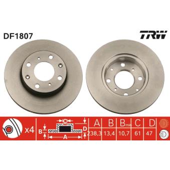 Jeu de 2 disques de frein avant TRW OEM GBD90851