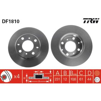 Jeu de 2 disques de frein avant TRW OEM DBP3169