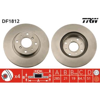 Jeu de 2 disques de frein avant TRW OEM GBD90822
