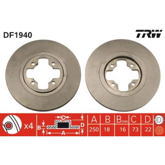 Jeu de 2 disques de frein avant TRW DF1940