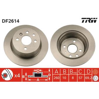 Jeu de 2 disques de frein arrière TRW OEM 90421872