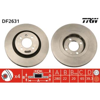 Jeu de 2 disques de frein avant TRW [DF2631]