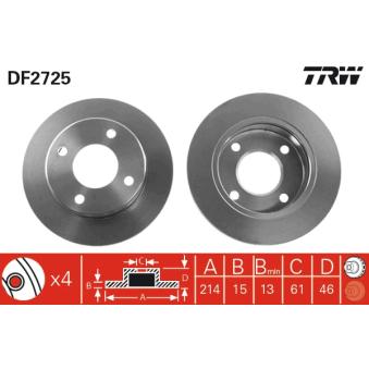 Jeu de 2 disques de frein avant TRW OEM 4020627B01