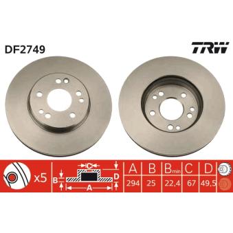 Jeu de 2 disques de frein avant TRW OEM 1244212412