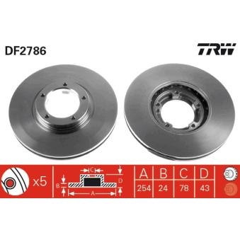 Jeu de 2 disques de frein avant TRW DF2786 pour FORD TRANSIT 2.5 DI - 70cv