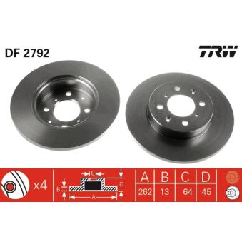Jeu de 2 disques de frein avant TRW OEM SDB100500