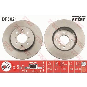 Jeu de 2 disques de frein avant TRW DF3021 pour HYUNDAI I30 1.6 i - 110cv