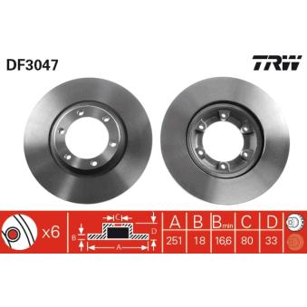 Jeu de 2 disques de frein avant TRW DF3047