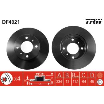 Jeu de 2 disques de frein avant TRW [DF4021]